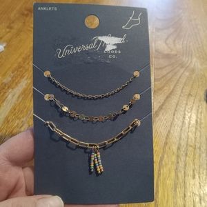 Universal Thread 3pc Chain & Seed Bead Anklet Set. Bundle For Extra Discount